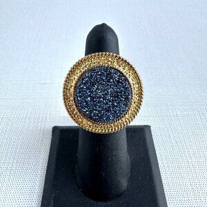 Y2K Gold Tone Statement Druzy Look Ring Size 6 New With Tags